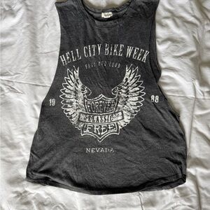 Garage Black Graphic Muscle Tee with White Print